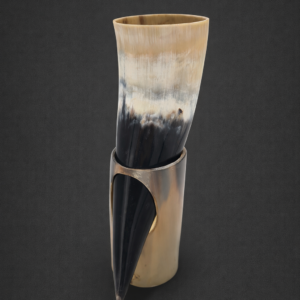 pahar din corn natural cu suport 25 cm premium pentru whisky