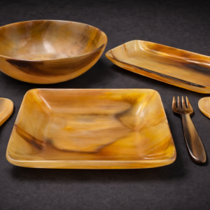 set vesela corn natural bol farfurie platou cutit furculita lingura